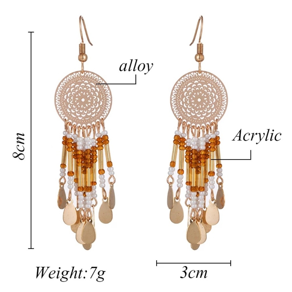 Boho  Golden Sequin Acrylic  Earrings